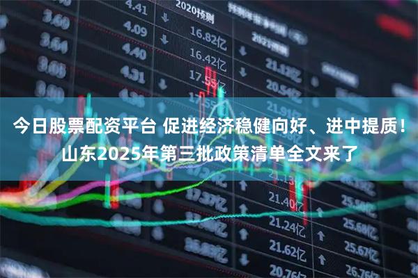 今日股票配资平台 促进经济稳健向好、进中提质！山东2025年第三批政策清单全文来了
